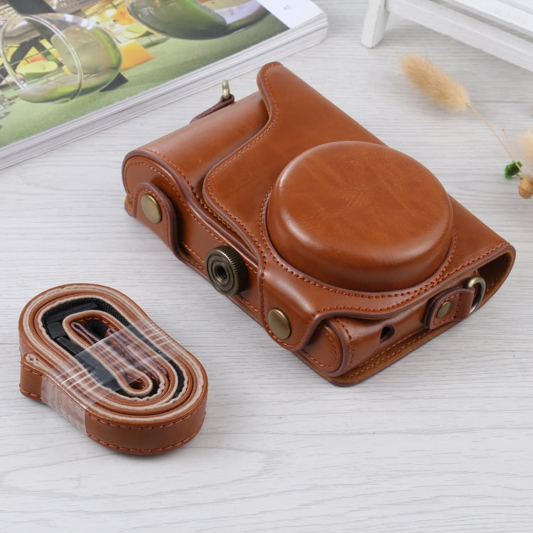 Brown PU Leather Case Bag with Strap for Samsung Galaxy Camera EK-GC100 / EK-GC110 / EK-GC200