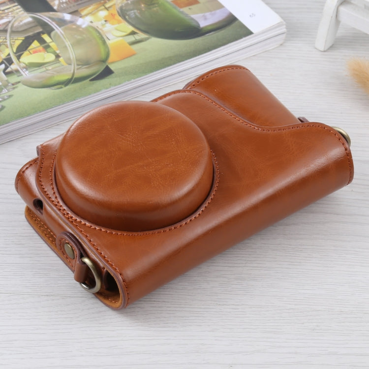 Brown PU Leather Case Bag with Strap for Samsung Galaxy Camera EK-GC100 / EK-GC110 / EK-GC200