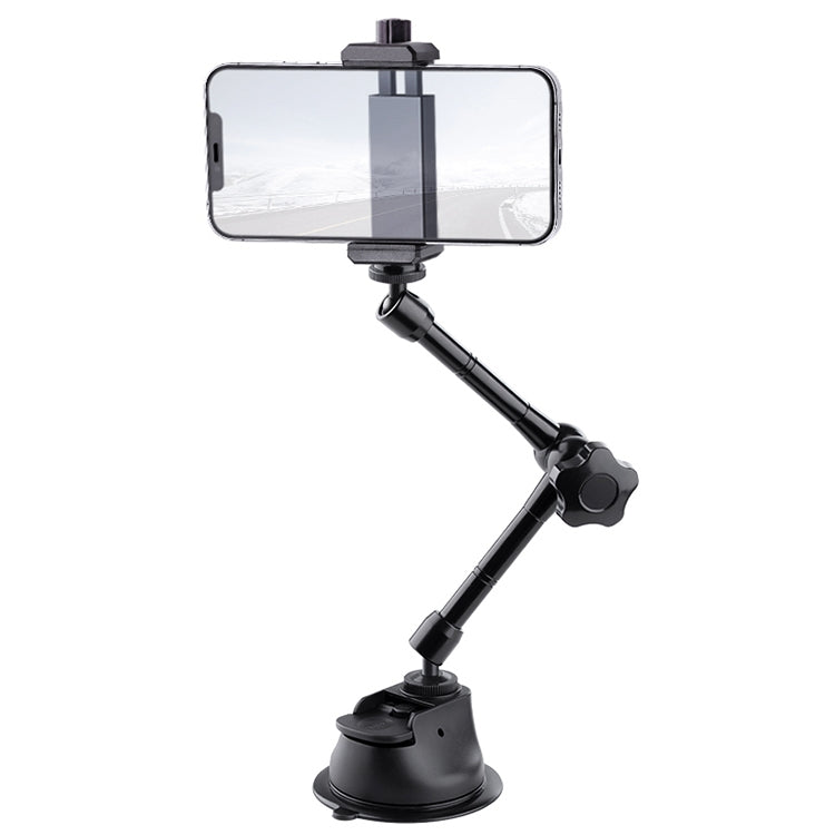 Articulating Friction Magic Arm Phone Clamp Mount with Single Suction Cup (Black)