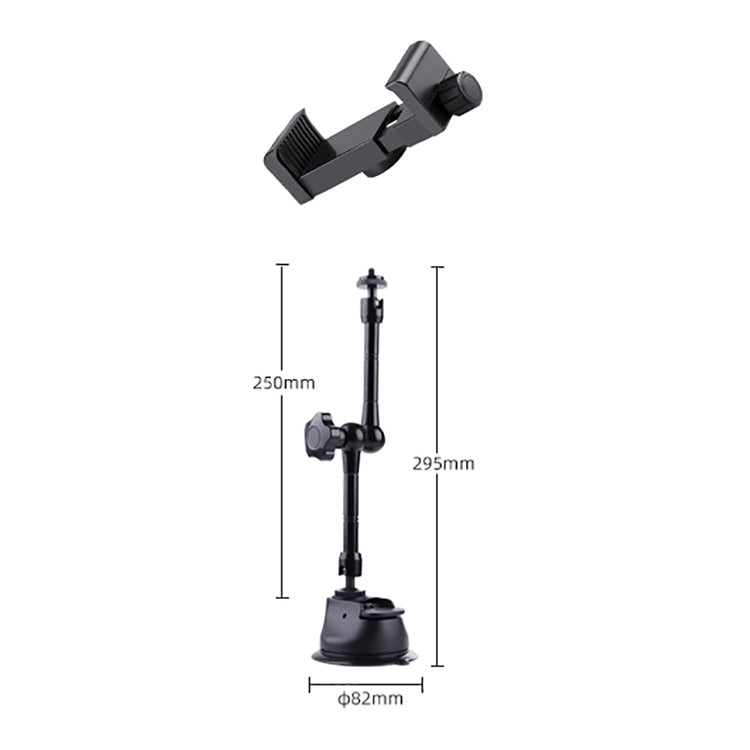 Articulating Friction Magic Arm Phone Clamp Mount with Single Suction Cup (Black)