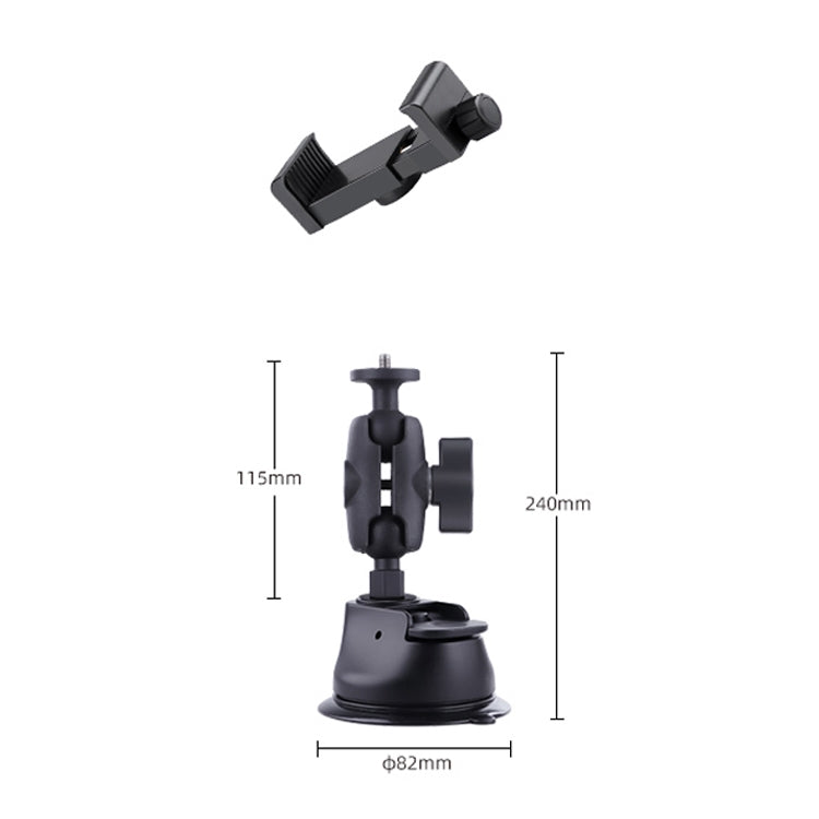 Black Single Suction Cup Car Phone Mount with Connecting Rod