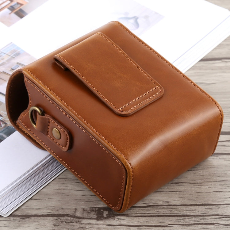 Compact PU Leather Camera Case with Straps for Canon G7X II / G9X Mark II, Sony RX100 / M2 (Brown)