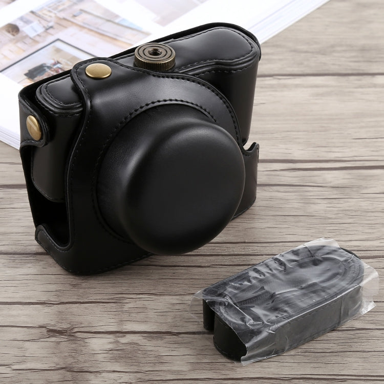Camera Case with Strap for Panasonic LUMIX LX100 - Black PU Leather Full Body Bag