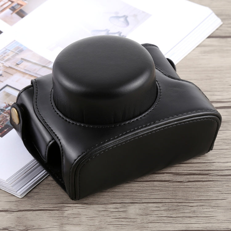 Camera Case with Strap for Panasonic LUMIX LX100 - Black PU Leather Full Body Bag