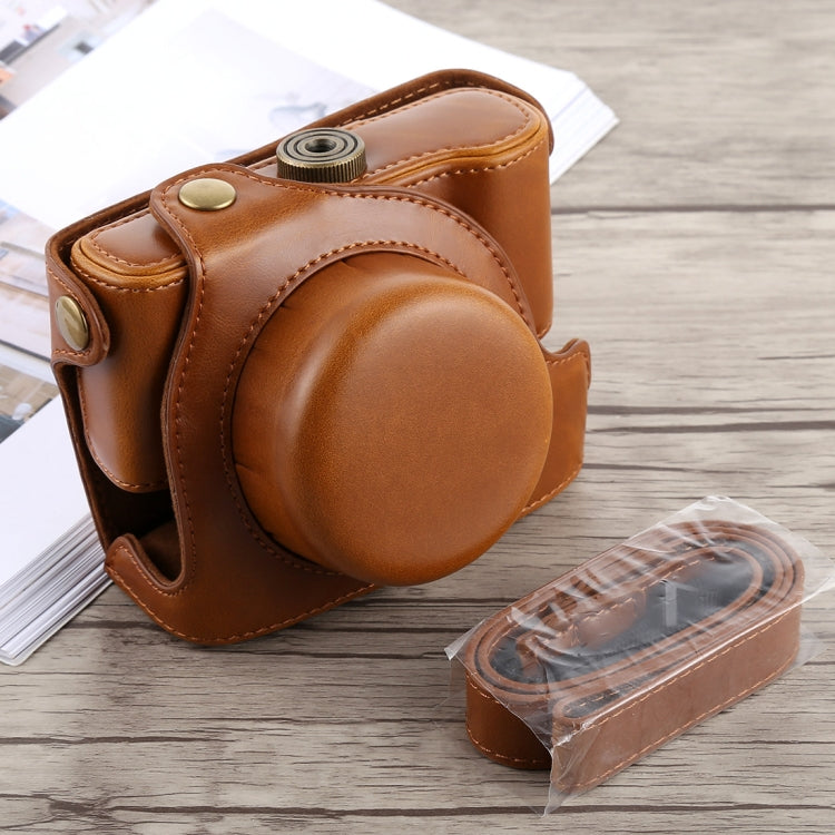 Full Body Camera PU Leather Case Bag for Panasonic LUMIX LX100 (Brown) with Strap