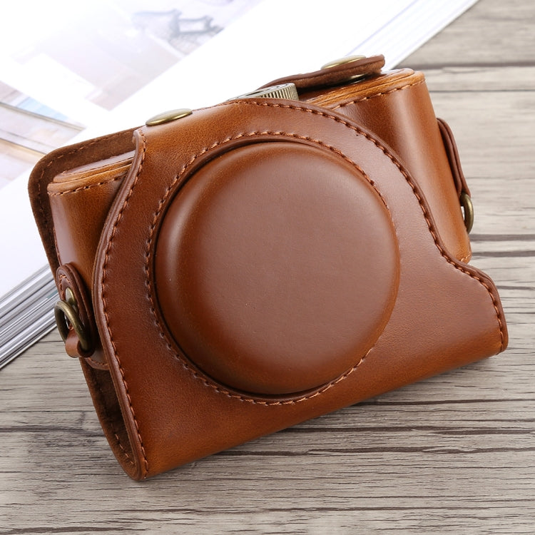 Full Body PU Leather Camera Case with Strap for Sony DSC-HX90 (Brown)