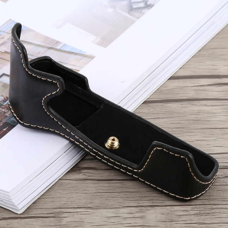 PU Leather Camera Half Case Base for Olympus EM5 / EM5 Mark II With 1/4 inch Thread (Black)