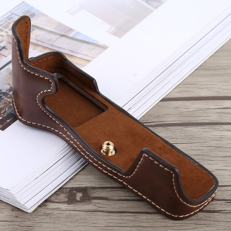 Camera Half Case Base for Olympus EM5 / EM5 Mark II (Coffee) with 1/4 inch Thread PU Leather