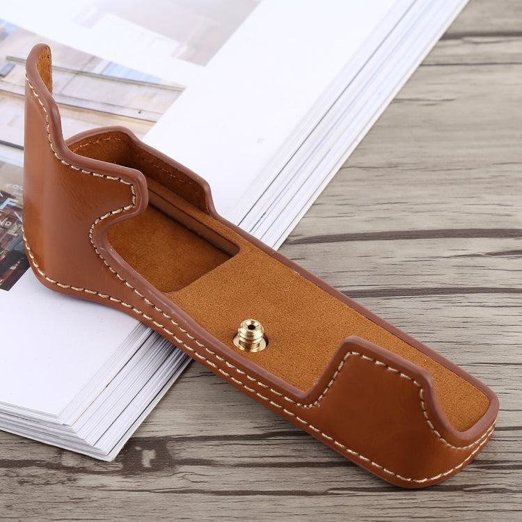 Brown PU Leather Half Case Base for Olympus EM5 / EM5 Mark II
