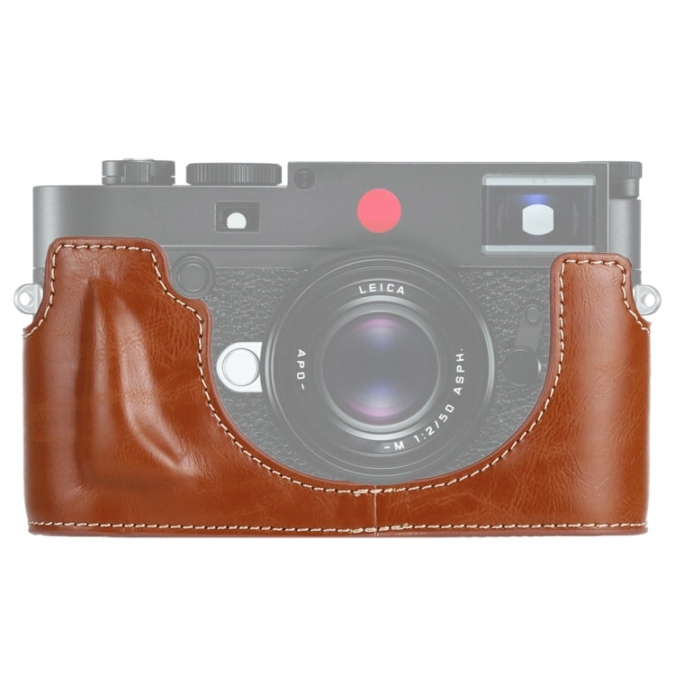 PU Leather Camera Half Case Base for Leica M10 (Brown) with 1/4 inch Thread