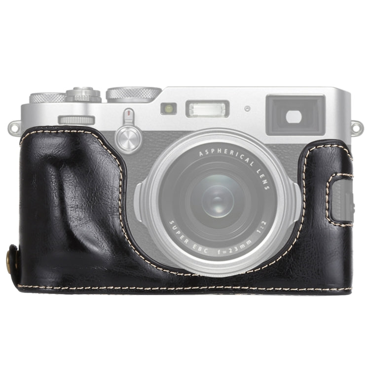 PU Leather Camera Half Case Base for FUJIFILM X100F with 1/4 inch Thread (Black)