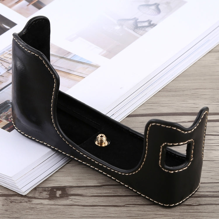 PU Leather Camera Half Case Base for FUJIFILM X100F with 1/4 inch Thread (Black)