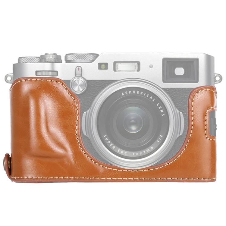 Brown PU Leather Half Case with 1/4 inch Thread for FUJIFILM X100F Camera