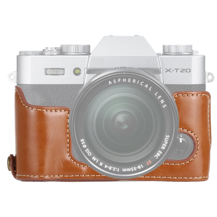 PU Leather Camera Half Case for FUJIFILM X-T10 / X-T20 (Brown) with 1/4 inch Thread