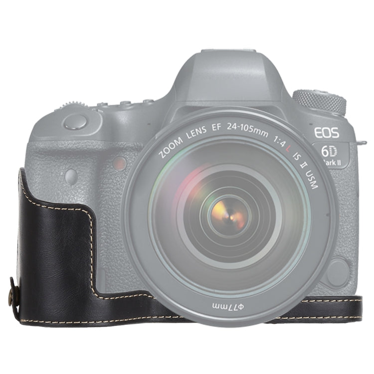 Canon EOS 6D / 6D Mark II PU Leather Half Case Base (Black) with 1/4 inch Thread