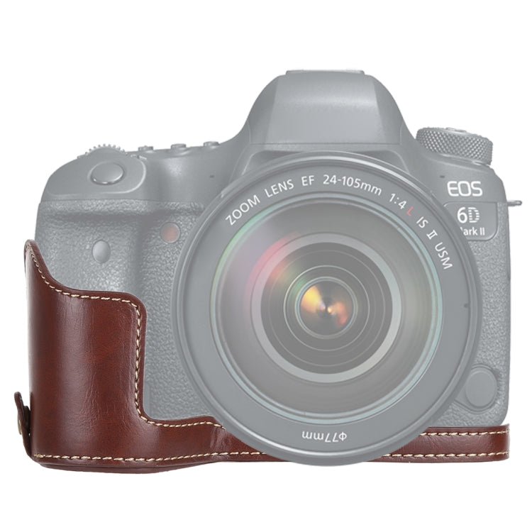 Canon EOS 6D/6D Mark II PU Leather Camera Half Case Base (Coffee) with 1/4 inch Thread