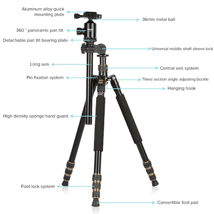 TRIOPO 652 Aluminum Alloy Horizontal Arm Tripod with Convertible Design