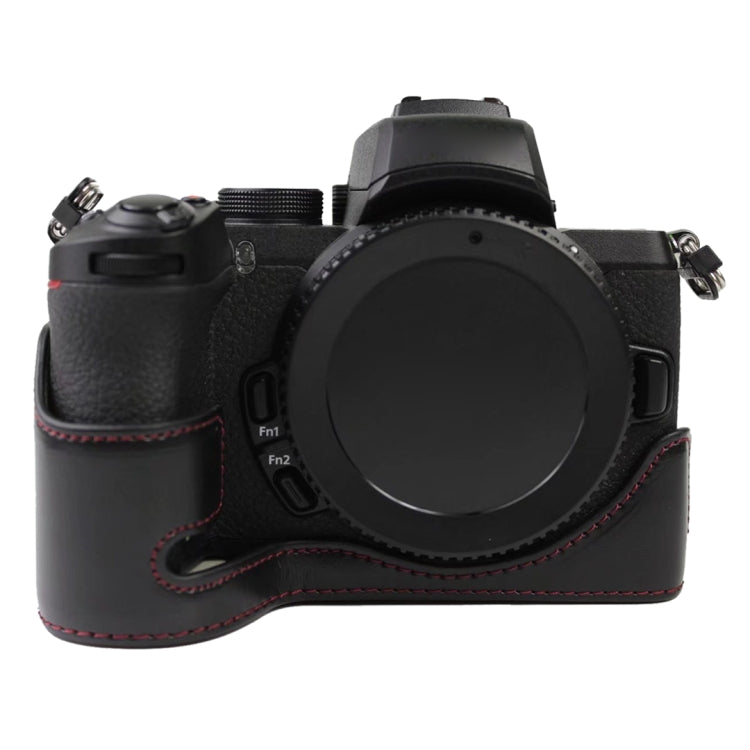 Nikon Z50 PU Leather Camera Half Case Base - Black with 1/4 inch Thread