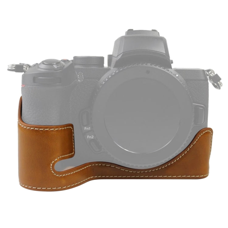Nikon Z50 PU Leather Camera Half Case Base with 1/4 inch Thread (Brown)