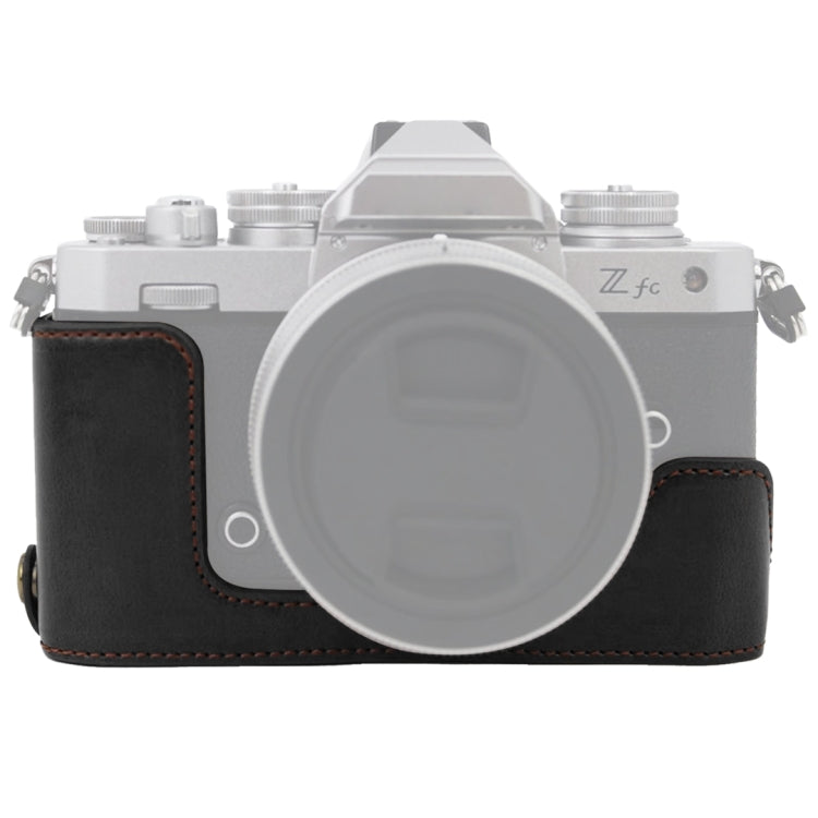 Nikon Z fc PU Leather Camera Half Case Base with 1/4 inch Thread (Black)