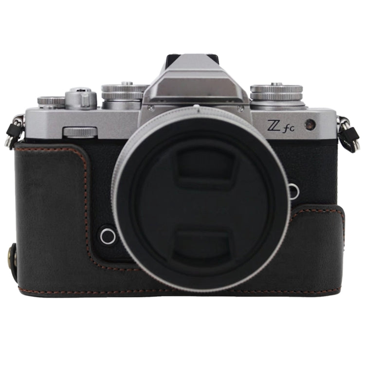 Nikon Z fc PU Leather Camera Half Case Base with 1/4 inch Thread (Black)