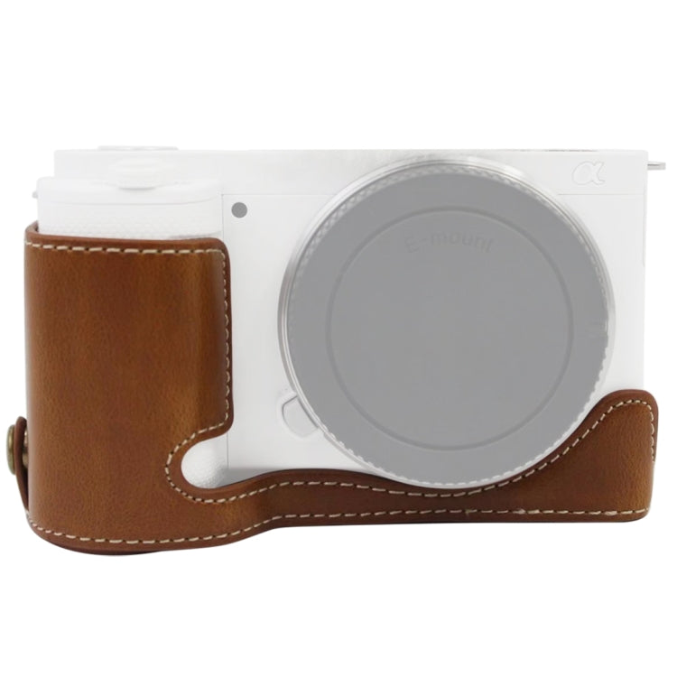 Brown PU Leather Half Case Base for Sony ZV-E10 / ZV-E10L Camera