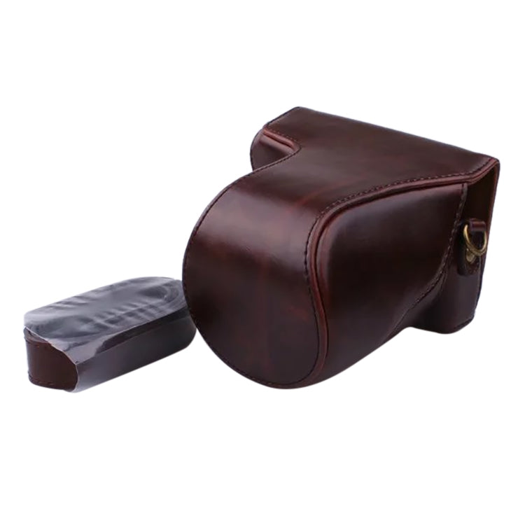 Stylish PU Leather Case Bag with Strap for Canon EOS M200 (15-55mm Lens)