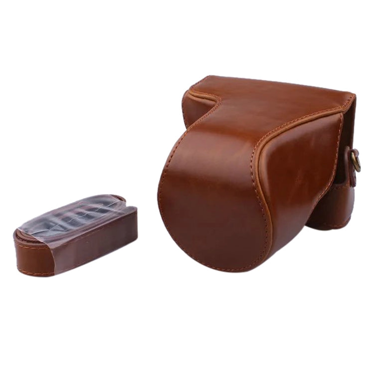 Brown PU Leather Camera Case with Strap for Canon EOS M200 (15-55mm Lens)