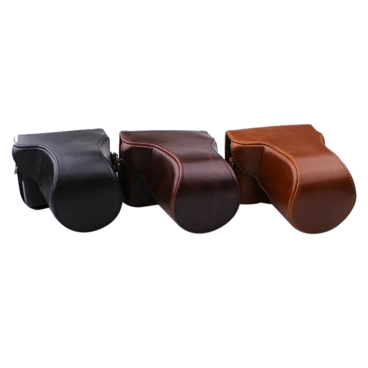 Stylish PU Leather Case Bag with Strap for Canon EOS M200 (15-55mm Lens)
