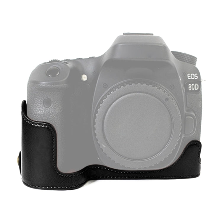 1/4 inch Thread PU Leather Camera Half Case Base for Canon EOS 80D / 70D(Black)