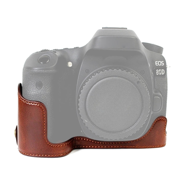 Canon EOS 80D / 70D PU Leather Camera Half Case Base, Coffee