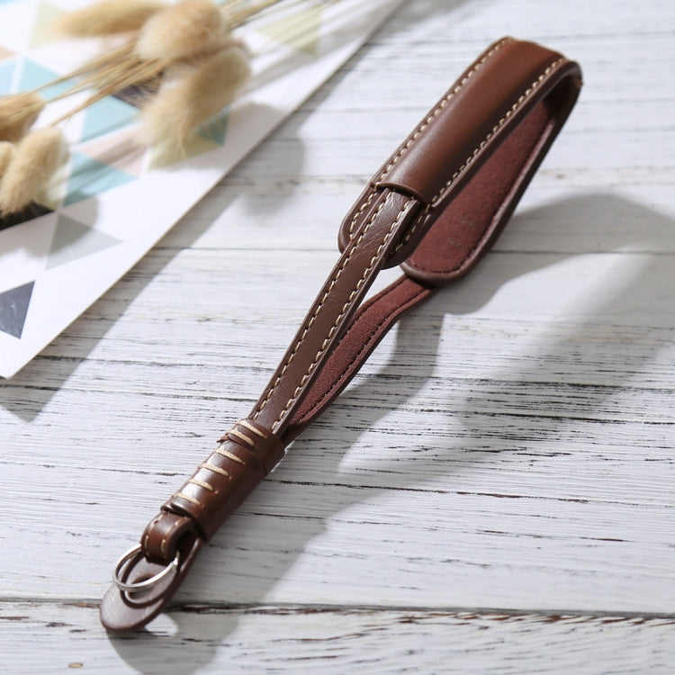 Camera Wrist Strap Hand Grip in Coffee-Colored PU Leather