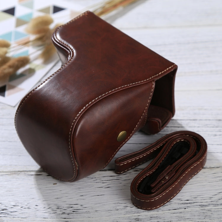 Full Body PU Leather Camera Case with Strap for Sony ILCE-6500 / A6500 (Coffee)