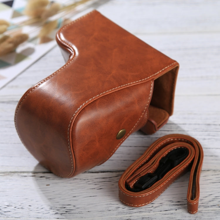 Brown PU Leather Camera Case with Strap for Sony ILCE-6500 / A6500