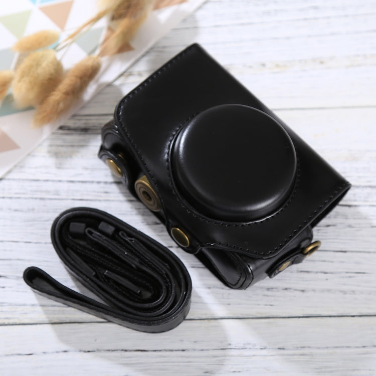 Camera Leather Case with Strap for Canon PowerShot SX730 HS / SX720 HS (Black)