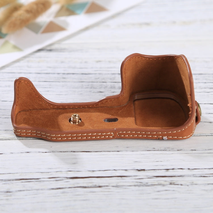 Brown PU Leather Camera Half Case Base for Sony ILCE-6000 / A6000