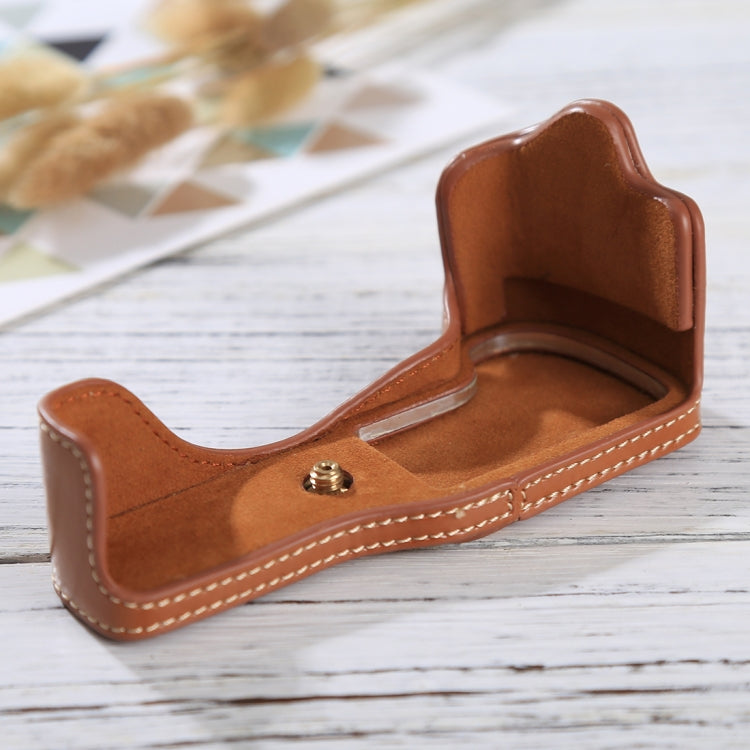 Canon EOS M3 PU Leather Camera Half Case Base in Brown with 1/4 inch Thread