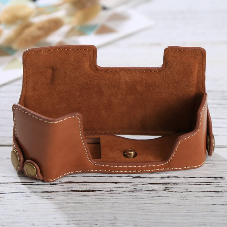 Olympus EM10 PU Leather Half Case Base with 1/4 inch Thread (Brown)