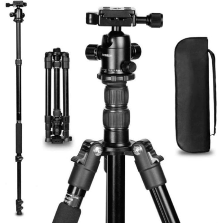 Adjustable Portable Aluminum Alloy Tripod with Ball Head for SLR Camera - TRIOPO K2508S+B1S (Black)