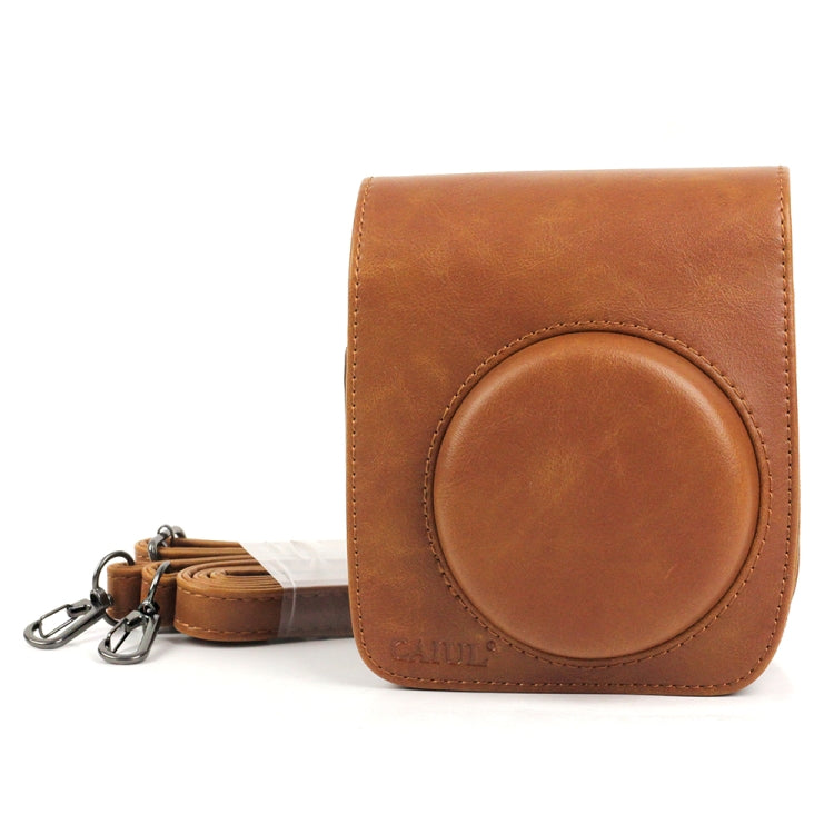 PU Leather Camera Bag for FUJIFILM Instax Mini 90 - Brown with Adjustable Shoulder Strap