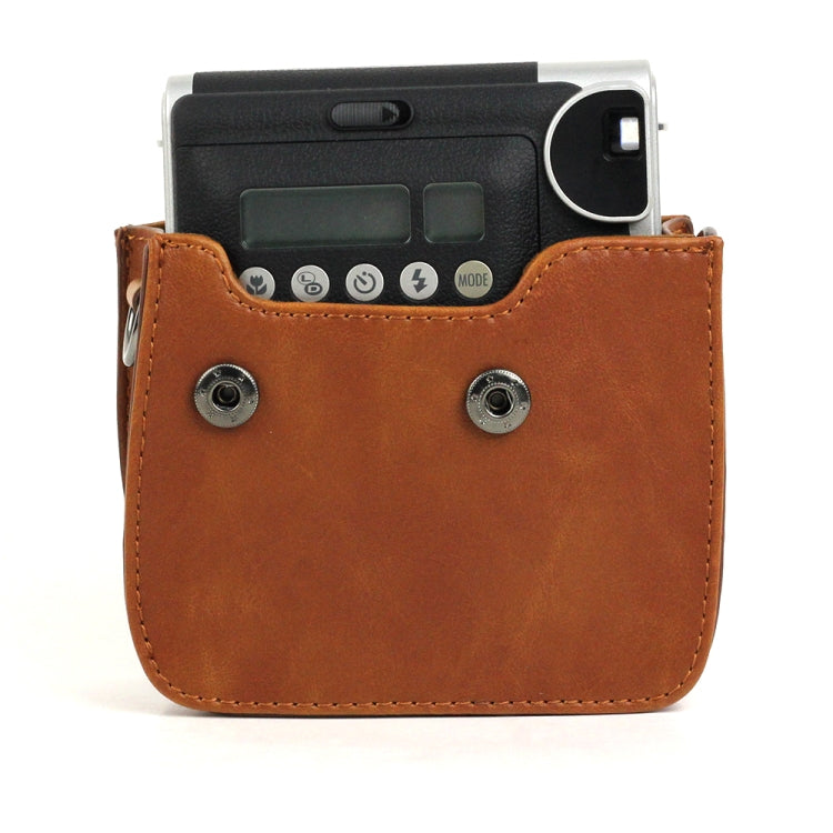 PU Leather Camera Bag for FUJIFILM Instax Mini 90 - Brown with Adjustable Shoulder Strap