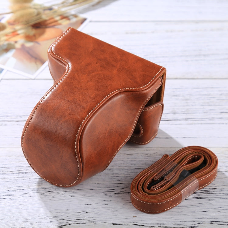 Stylish Brown PU Leather Case Bag for FUJIFILM X-A3 / X-A2 / X-M1 / X-A10 (16-50mm / 18-55mm / XF 35mm Lens)