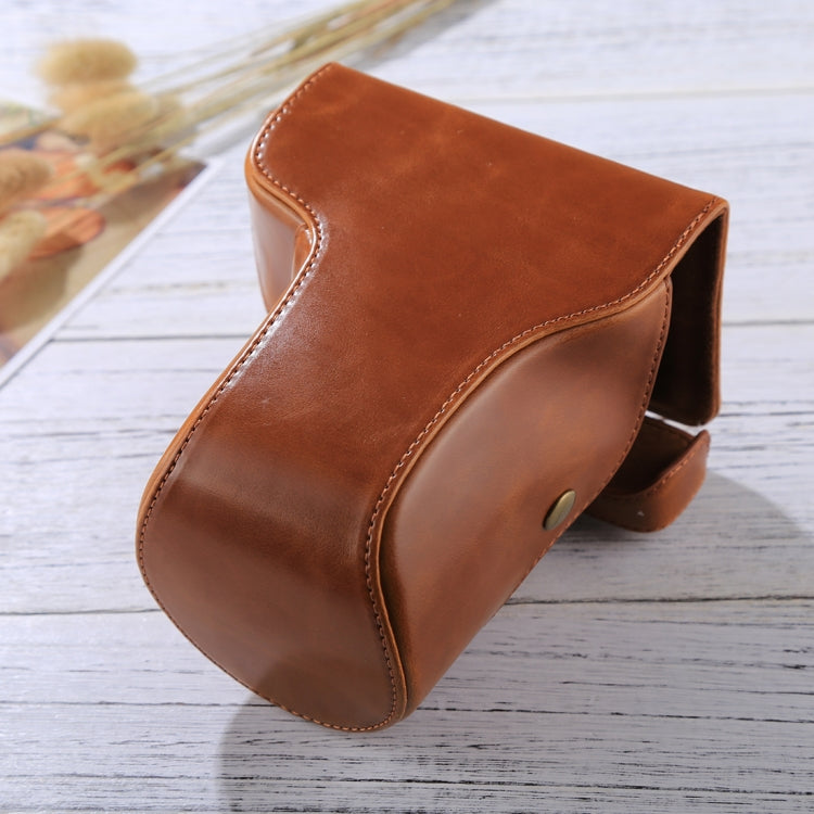 Full Body Camera PU Leather Case Bag for FUJIFILM X-E3 (18-55mm / XF 23mm Lens) - Brown