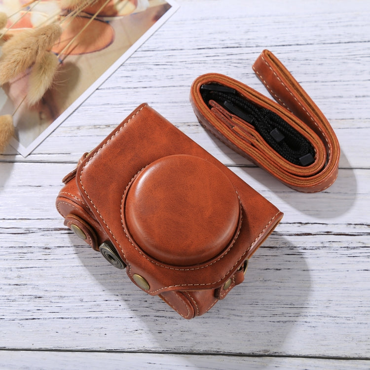 Stylish PU Leather Camera Case Bag with Strap for Canon PowerShot G7 X Mark II (Brown)