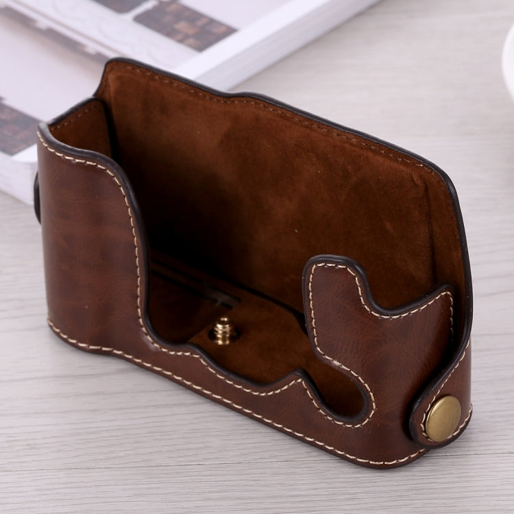 PU Leather Camera Half Case for FUJIFILM X-A3 / X-A10 (Coffee)