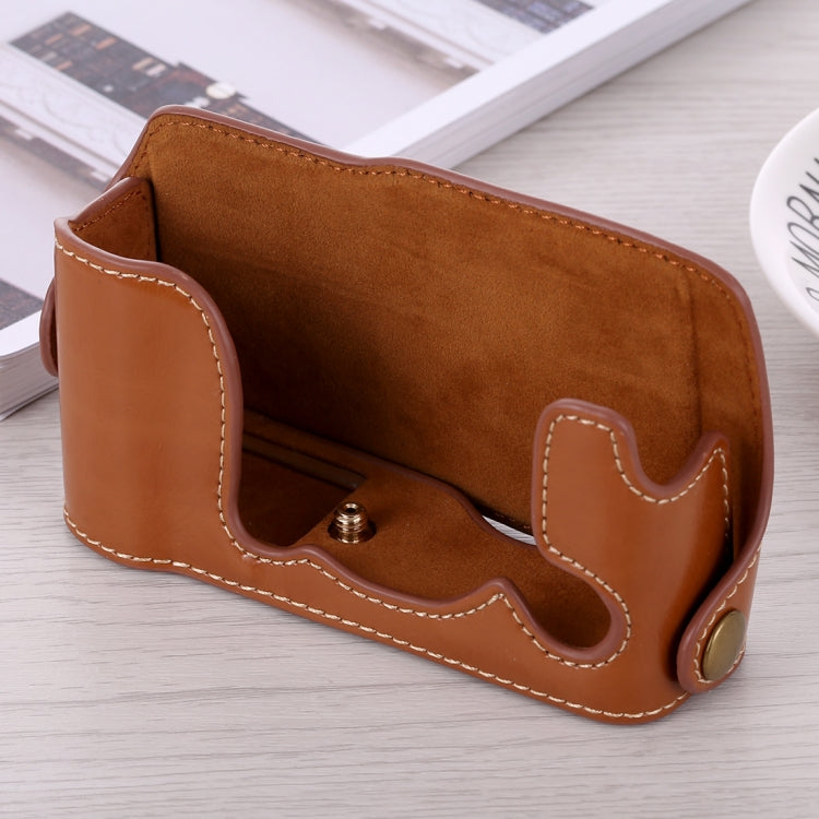 PU Leather Half Case Base for FUJIFILM X-A3 / X-A10 (Brown)