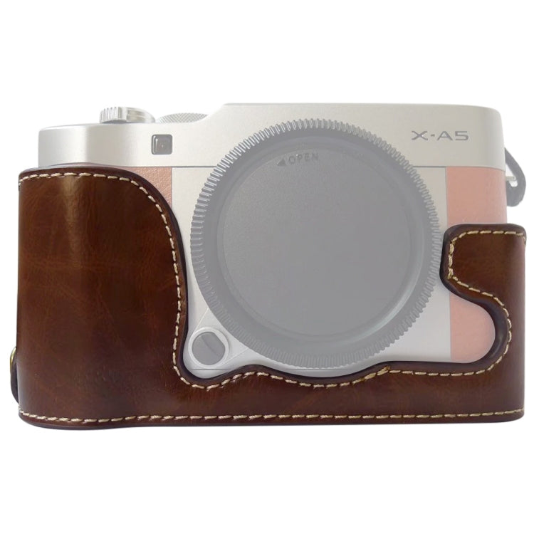 PU Leather Camera Half Case Base for FUJIFILM X-A5 / X-A20 (Coffee) with 1/4 inch Thread