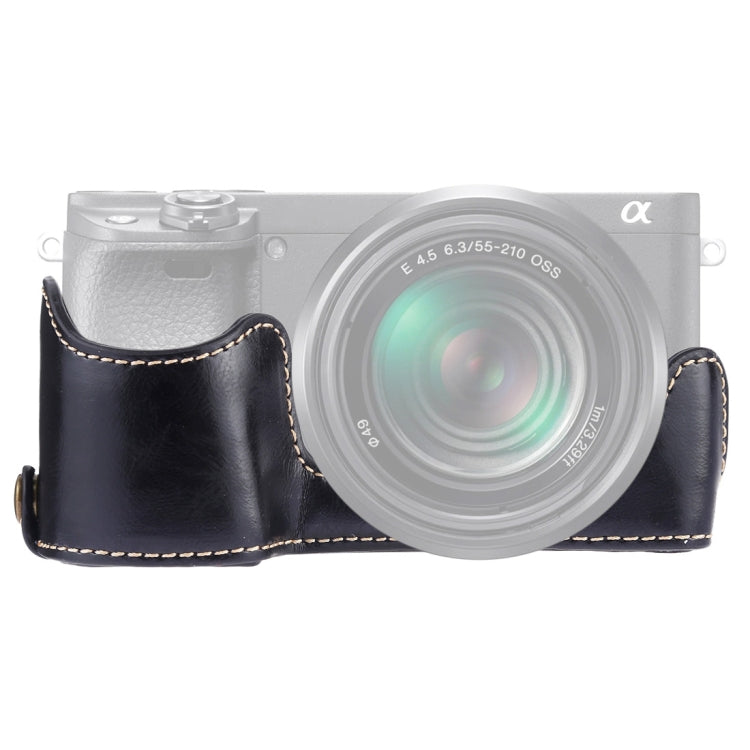 Protective PU Leather Half Case for Sony A6400 (Black)