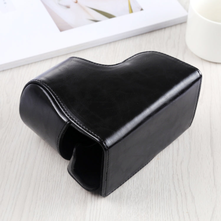 Sony A6400 PU Leather Camera Case with Adjustable Long Strap (Black)
