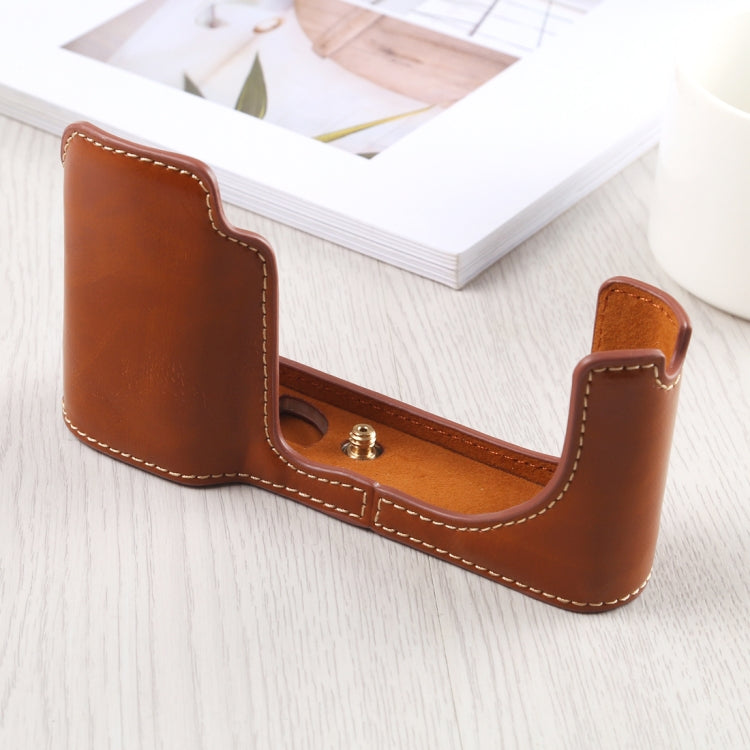 1/4 inch Thread PU Leather Camera Half Case Base for Leica TL (Typ 701) - Brown